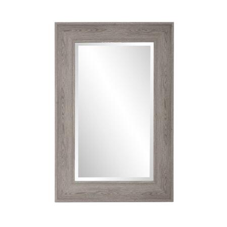 GFANCY FIXTURES Warm Gray Faux Wood Beveled Rectangular Mirror GF3109260